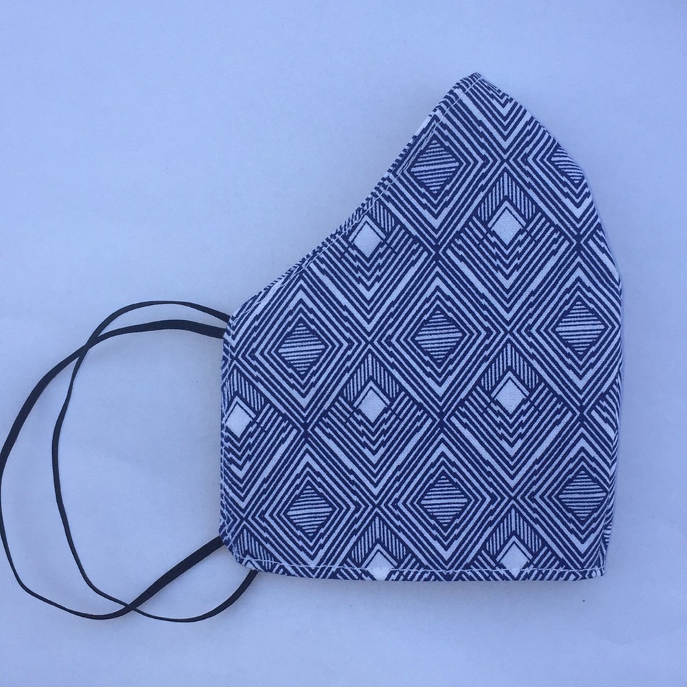 Blue and White Print Mask